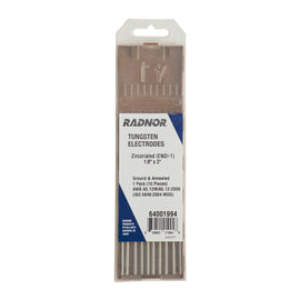 RADNOR™ 1/8" X 3" Zirconiated Tungsten Electrode Ground (10 Per Package)