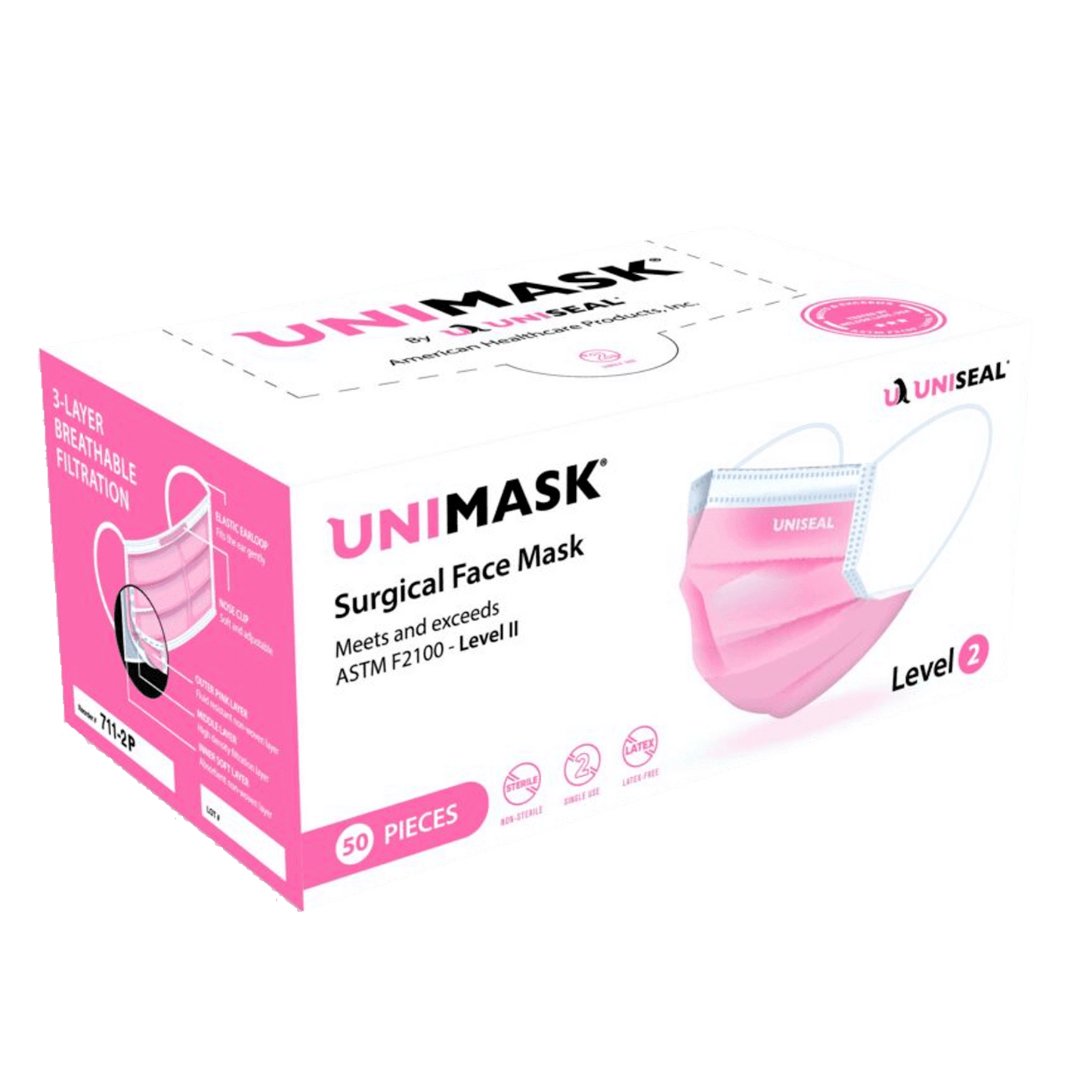 UNISEAL® SURGICAL FACE MASK Blue (Level 3) Pink (Level 2)