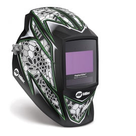 Miller Digital Elite Black/White/Green Welding Helmet With 9.2 sq in Variable Shades 3, 5, 8, 13 Auto Darkening Lens